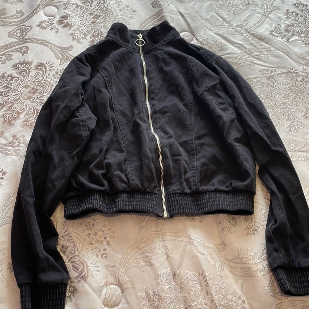 Fashion Nova Black Denim zip up